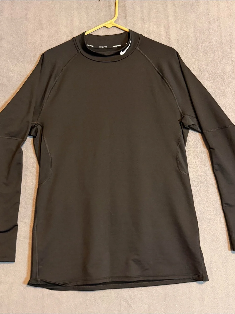 Nike Pro Dri-FIT Slim Fit Black Long Sleeve Mock Neck Shirt Men's XL Athletic